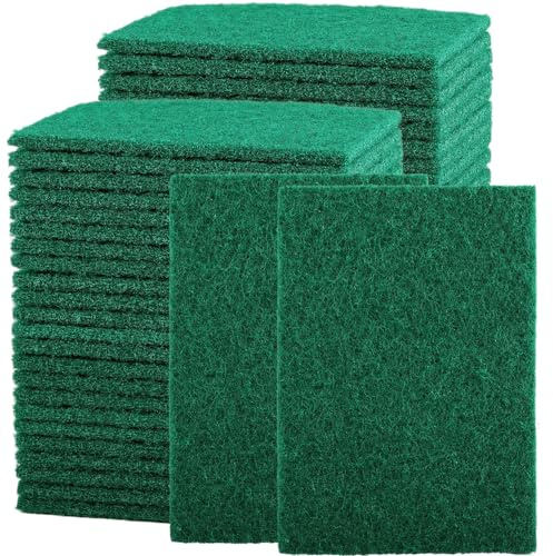 Tczecoo 30 Stück Scheuerschwamm, Hochleistungs Scrub Schwamm, 10 x 15 cm | Wiederverwendbare Scour Pad Reinigungstücher, Grün, Topfkratzer für Küche Spüle and Metallgrills