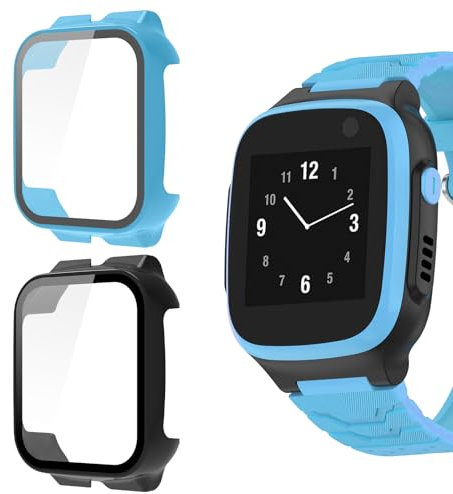 ZoRoll Hülle Kompatibel mit Xplora X5 Play, [2 Stück] Rundum Schutzhülle mit Glasfolie, Vollständige Abdeckung 9H Härte PC Schutz Gehäuse für Xplora X5 Play - Blau + Schwarz