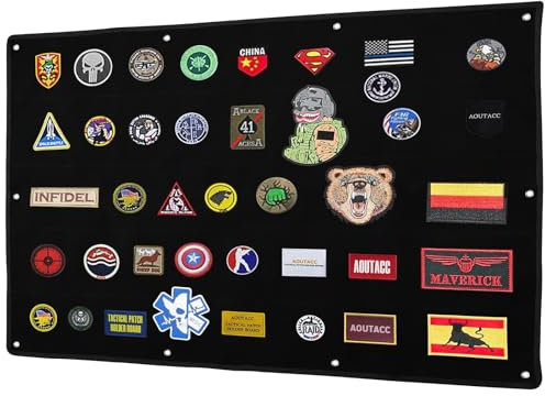 Kletttafel Patches Klett 108 x 70 Klettmatte Display Tafel Klettwand Klett Patch Board Patch Wand Faltbar mit Ösen für Militär Patch Abzeichen Stempel Aufnäher Aufhängung