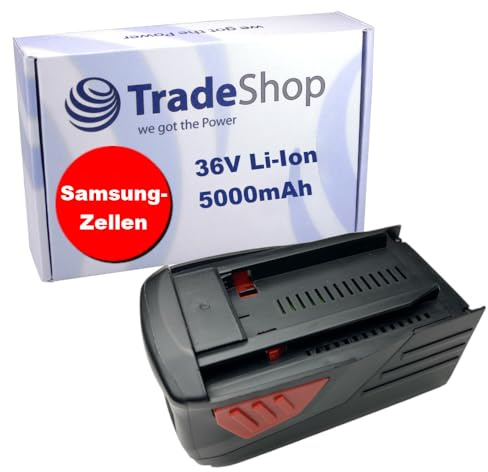 Trade-Shop Li-Ion Akku 36V 5Ah kompatibel mit Hilti TE6-A36, TE6-A36 AVR, TE6-ALi, TE 30-A36, CPC 36V, WSR 36-A, WSC 7.25-A36, WSC 7.25-A, WSC 70-A36