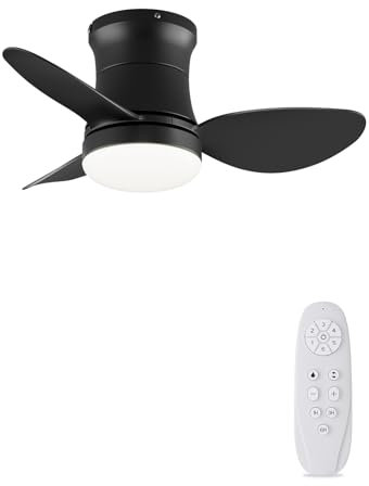 AUTODAY 62cm Ventilateur de Plafond Avec lumière et Télécommande, Silencieux, 3 Pales, LED intérieur, Moteur DC réversible, 6 vitesses