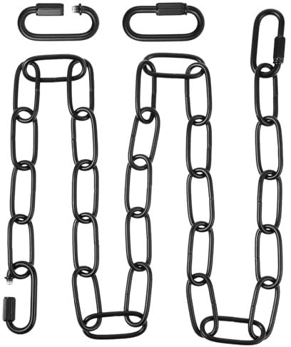 Chaîne en acier inoxydable de 0,9 m avec 2 verrous, chaîne en métal noire, chaîne à maillons pour le raccordement de différentes lampes, cages, plafonniers, lustres, etc