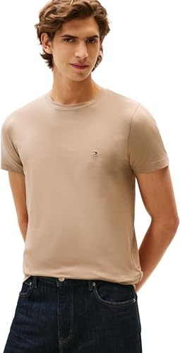 Tommy Hilfiger Herren Stretch Slim Fit Tee Mw0mw10800 T-Shirt S/S, Beige (Coastal Taupe), L