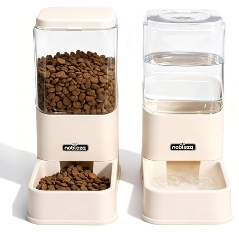 Nobleza Comedero Automático y Bebedero Gatos Perros, Dispensador Comida 3.8 L, para Perros y Gatos pequeños y medianos, Pack 2 Unidades