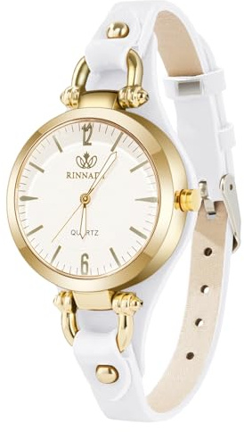 OFFCUP Montres Femme, Montre Bracelet en Cuir Fin Diamant Élégant, Montre à Quartz Analogique Mode Design Cadran avec Grands Chiffres Arabes Cadeaux Classiques pour Femme