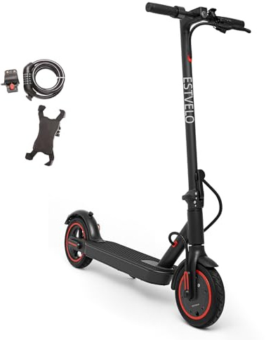 ESTVELO E Scooter S2, Verbreiterter Luftreifen, max. 20 km/h Geschwindigkeit, 20 km Reichweite, Belastung bis 120kg, Regeneratives Bremsen