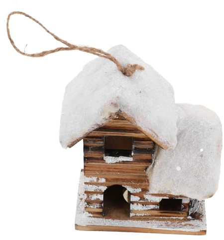 DIYEAH Casitas de Madera con LED para Navidad Adornos Miniatura con Nieve para Árbol y Decoración Interior de Invierno Iluminación Cálida para Centro de Mesa y Estantes