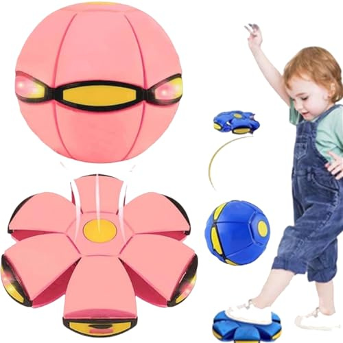 Generisch 2026 Magic Meta Ball, Magic Bouncing Ball, Children's Bouncing Balls with 6 Lights, Magic Flying Saucer for Parent-Child Interaction Indoor & Outdoor Use (Pink)