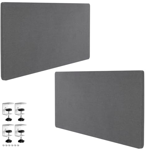 Aodejoy 2er-Pack Akustik Trennwand Schreibtisch 152 x 61 cm Sichtschutz Schreibtisch Trennwand Schallschutz Büro Tischtrennwand mit 4 C-Klemmen Datenschutz-Dunkelgrau
