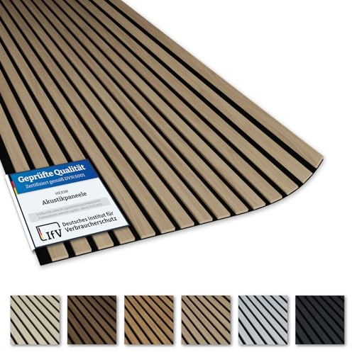 Akustiko Lamella Akustikpaneele 2 Stück 280x60cm - flexible Filz MDF Wandpaneele fugenlos - überlappende Holz Lamellenwand Schallabsorption - Akustik Wandverkleidung (3.36m² Light Oak)