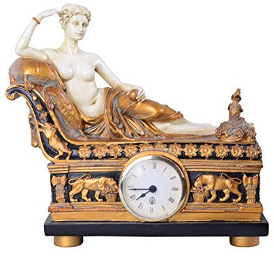 Figürliche Kaminuhr Aphrodite auf Recamiere Empire Stil IS024 Palazzo Exklusiv