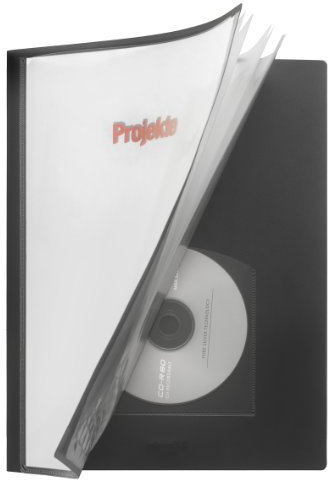 Präsentationsbuch A4 20 Hüllen, aus Polypropylen, Schwarz/Transparent