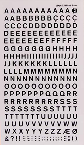 APLI Buchstaben und Zahlen übertragbar, schwarz, Buchstaben 6 mm Schwarz