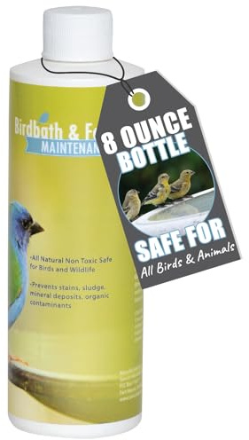 Sanco Industries Bird Bath & Fountain Maintenance - (8 Ounces) - Fast-Acting Enzyme-Based Formula Will Extend The Life of Your Water Feature, Aid in Maintaining a Balanced Ecosystem - Safe for All