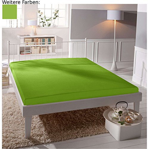 REDBEST Jersey-Stretch Spannbettlaken San Francisco 100% Baumwolle, apfelgrün Größe 140x200 cm - 160x200 cm - weiche Qualität, bügelfrei, Rundumgummi, bis 20 cm Höhe
