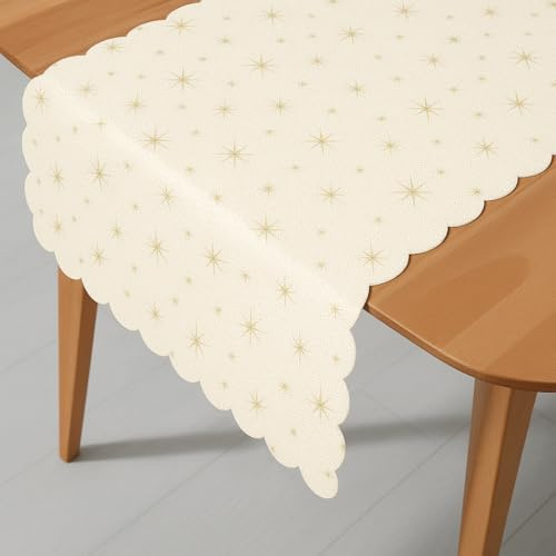DecoHomeTextil Heimtextilmanufaktur Lurex Tischläufer Sterne Glitzer Weihnachten Christmas Gold Rechteckig 40 x 140 cm