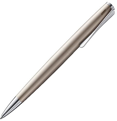 Lamy studio Palladium Kugelschreiber – universeller Kuli in elegantem Gehäuse aus Edelstahl – mit propellerförmigem Clip – inkl. Großraummine M 16 in Stichbreite M in schwarz
