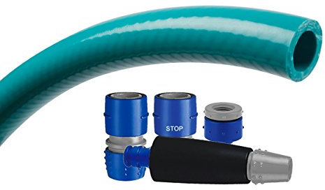 TATAY Kit Manguera de jardin Top Flex 20 metros Ø5/8 15mm, de 3 Capas, Hecha en España, Resistencia 30 bares y +60°/-20°, Trenzado, Libre de Cadmio y Plomo, Libre de BPA, Anti-UV, Color Verde