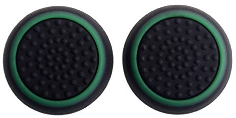 Vivi Audio Tapa de agarre para el pulgar para PS4, Xbox One, Xbox 360, PS3, PS2, color negro con verde