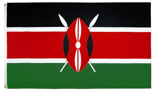 AZ FLAG - Bandera Kenia - 150x90 cm - Bandera Keniana 100% Poliéster ligero Con Ojales de Metal integrados - 80g