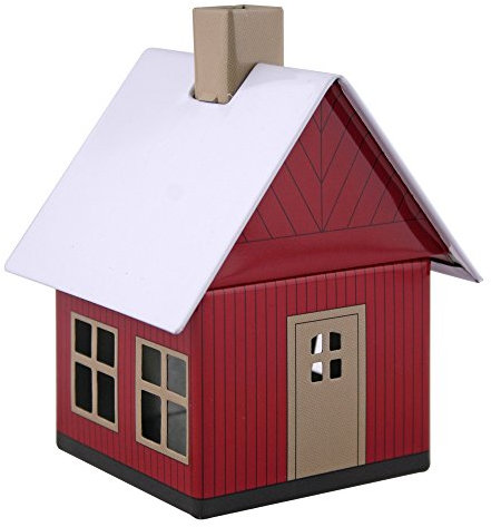 Crottendorfer - Räucherhaus Metall inkl. Räucherkerzenhalter-für Räucherkerzen Gr. M - Maße:7,2x7,8x9,8cm - Motiv:Waldhaus Rot/braun - Made in Germany