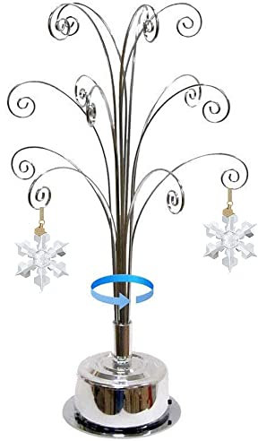 HOHIYA Für Swarovski Christmas Ornaments 2023 16,75 Zoll Ornament Display Baum Ständer Metall Drehbarer Halter Aufhänger Haken Hängender Draht Kristall Schneeflocke Ball Geschenk Chrom
