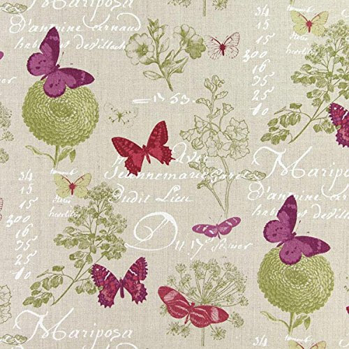 Leinen Schmetterling 2 natur — Meterware ab 0,5 m — Oeko-Tex Standard 100 — zum Nähen von Vorhängen und Gardinen, Kissen und Tagesdecken und Tischdekorationen