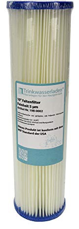 Trinkwasserladen 10 Sediment Wasserfilter (Pleated Polyester) 5 µm Auswaschbar Wiederverwendbar