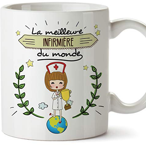 Mugffins Infirmière Tasses Originales de café et Petit-déjeuner à Donner Travailleurs Professionnels - La Meilleure Infirmière du Monde - Céramique 350 ML