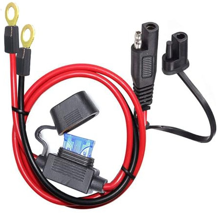 YETOR Connecteur SAE, câble d'extension de Batterie SAE à O avec fusible de Protection 15 A pour la sécurité, Prise de déconnexion Rapide à 2 Broches, câble d'extension de Batterie SAE avec 2FT 10AWG