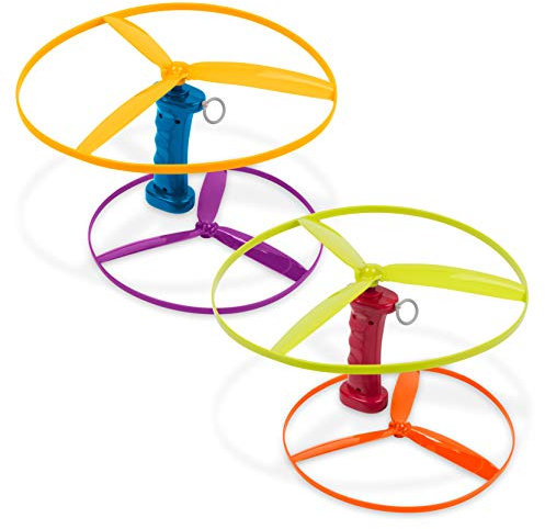 Battat Skyrocopter - Juguete Volador con 2 lanzadores y 4 Discos para niños de 3 años y más (6 Unidades), Multicolor, 10