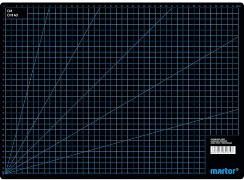 MARTOR Schneidmatte Selbstheilend 320 x 440mm, Schutz für Untergrund, 3 Schichten, cm/inch Raster, Schneidunterlage, Bastelmatte
