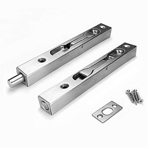 V-CORME (2-Pack) 304 Stainless Steel 6(15cm) Security Door Bolt Latch, Double Door Lever Action Flush Bolt Latch, French Door Slide Bolt Lock, Brushed Finish