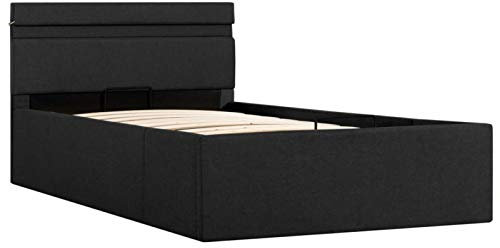 vidaXL Stauraumbett Hydraulisch mit LED Dunkelgrau Stoff 90×200 cm