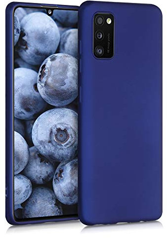 kwmobile Case kompatibel mit Samsung Galaxy A41 Hülle - Schutzhülle aus Silikon metallisch schimmernd - Handyhülle Metallic Blau