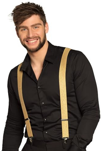 Boland - Hosenträger, verstellbar, elegant, 20er Jahre, Gatsby, Karneval, Halloween, Fasching, Mottoparty, Verkleidung, Theater, Accessoire, Gold