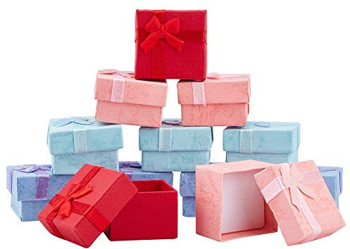 nbeads 32 STK. Karton Ringboxen, Schmuck Geschenkboxen Geschenkboxen Mit Deckelbogen Geschenkboxen Für Schmuckpräsentation Mit Schaumstoffeinlage, 4.1x4.1x2.6 cm