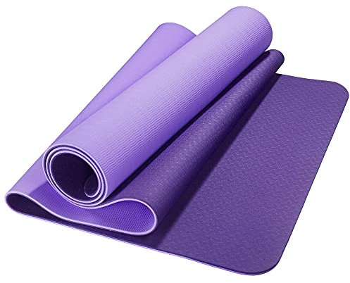 CelinaSun Fitnessmatte 183 x 61 cm Yoga Matte lila flieder TPE Sportmatte rutschfest Gymnastikmatte Pilates Fitness Matte mit Trageband