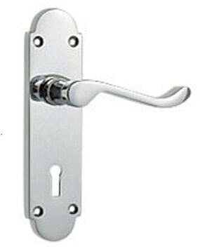 Ironmongery Solutions® Brushed Internal Scroll Door Handles Lock, Latch & Bathroom Sets in Polished Brass & Satin Chrome (Satin Chrome, Lock)