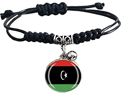 Geflochtenes Armband mit Libyen-Flagge, verstellbare Nylonkette, Kristallarmband, Souvenir, modisch, handgefertigt, für Mann und Frau, besonderes Geschenk