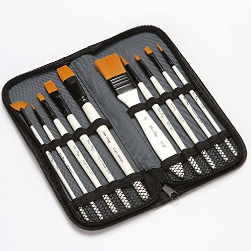 CENPEK Juego de pinceles de pintura artística, acrílico, 10 formas diferentes de pinceles con estuche de esponja, cepillo de pintura adecuado para principiantes, profesionales y artistas