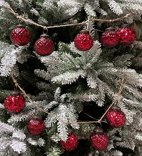 2er Set edle Luxus Glas Weihnachtskugelgirlanden Ø 5cm Weihnachtsbaum Kugeln Christbaumkugeln Weihnachts Deko (2 Stück Girlande Ornament Rot)