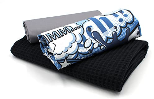 VmG-Store Waffelpique + Baumwollstoff Set farblich abgestimmt Waffel Stoff 100% Baumwollstoff Tex Standard 100 (Comic Blau Set28)