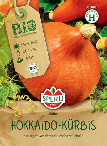 Sperli BIO Hokkaido-Kürbissamen, F1 81418 - nussiger Geschmack, essbare Schale - Inhalt für 5 Pflanzen - Gemüsesamen, Samen Gemüse, Gemüsepflanzen, Saatgut