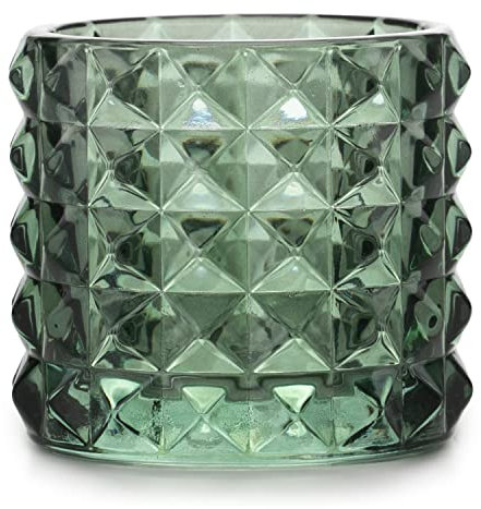 AmeliaHome Bougeoir en Verre Vert Bouteille 9,5 x 8,8 cm