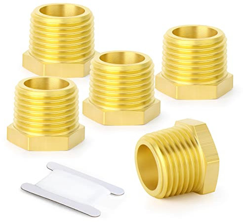ERGAOBOY 2 Stück 1/4 BSP Innengewinde auf 1/2 BSP Außengewinde Messing Reduzierstück Sechskantbuchse Gewinderohrverschraubung