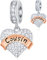 Cugino Charms Dangle si adatta Pandora Braccialetto Braccialetto, 925 Sterling Silver ti amo Cousin Beads, Pave CZ Cuore Pendente con Rose Gold Banner, regali di buon compleanno per la ragazza/ragazzo