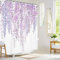 Wathon Glyzinie Duschvorhang Lila Blumen Flieder Blüte Badezimmer Dekor, Romantisch Violett Chic Kunstdruck Stoff Polyester Badvorhänge mit Haken 72W x 72L