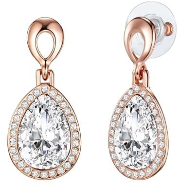 Lulu Jane Damen Ohrhänger Metall-Legierung roségold Glas weiß Ohrhänger mit Kristallen
