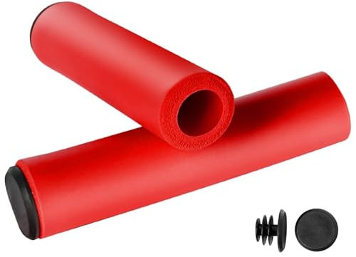 SANKRO puños Bicicleta (2 Unidades) | Puños MTB | Puños Bicicleta montaña | Espuma de Silicona | Ergonómicos | Ultraligeros (Rojo)